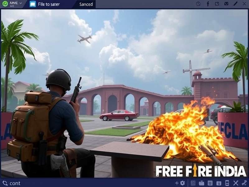 Free Fire India Advanced Server gameplay screenshot showing new map and weapons