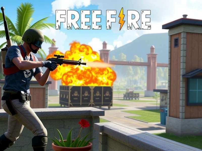 Free Fire gameplay on mobile device showing intense battle action
