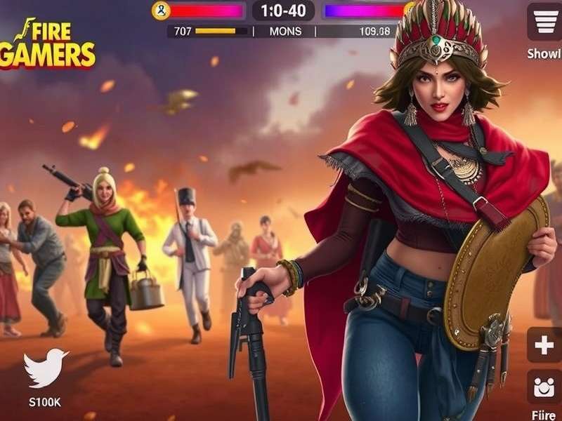 A vibrant collage of Indian Free Fire gamers in action, featuring popular characters and competitive gameplay scenes